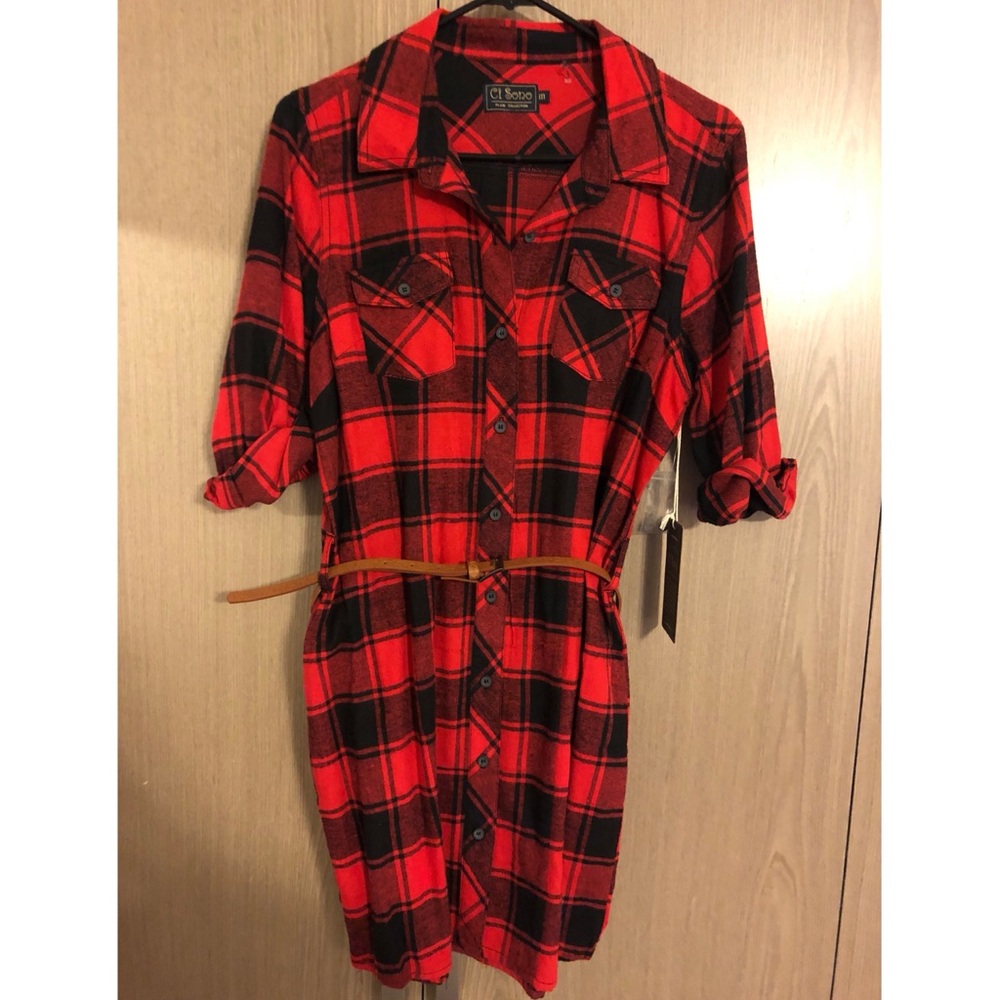 Plaid Button Up Dress